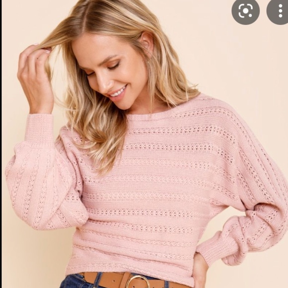 Francesca's Collections Tops - NWT Small Pink Alice Pointelle Dolman Sweater